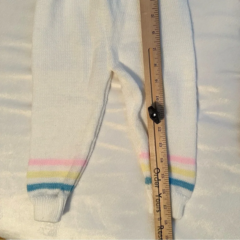 Vintage Hand Knit 2pc Outfit Cardigan Sweater & Pants Girls Toddler 2T stripe